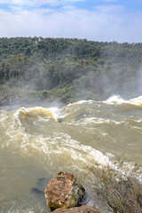 Iguazu waterfalls in overcast weather. High quality photo