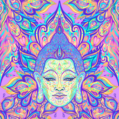 Seamless paisley pattern. Vector ornate illustration. Hippie inspired repeating background. Psychedelic concept. Buddhism, trance music. Esoteric art.