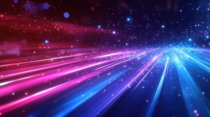 Obraz premium A colorful, blurry image of a purple and pink line with a lot of sparkles