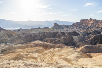 Zabriskie Point's signature rock formations, Death Valley National Park, California