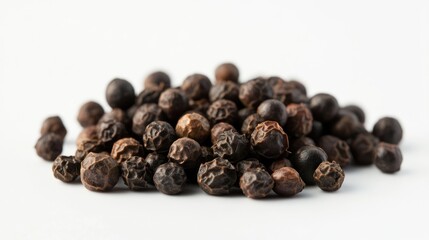 Fototapeta premium A pile of black pepper on a white background