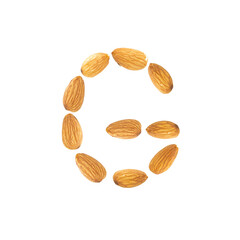 letter G written with almonds