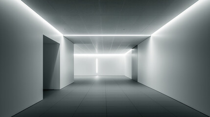 white black building atmosphere floor product backlight rendering hall evening parametric stone luxury wall perspective showroom interior gradient gray architecture concept 3d aluminum abstract nobody