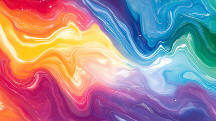 Fototapeta premium Vibrant rainbow marbled paper background
