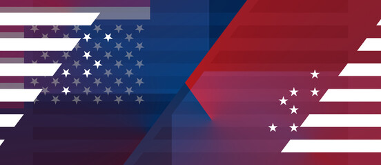creative abstract background as the flag and colors of the United States of America, stars and stripes, blue and red and white