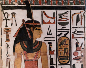 The Egyptian goddess Maat in tomb of Nefertari. Luxor. Egypt.