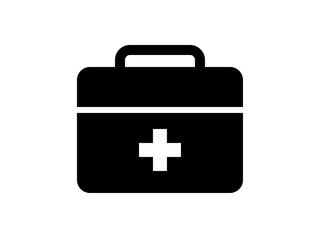 Obraz premium シンプルな十字マーク救急箱アイコンA：角丸黒