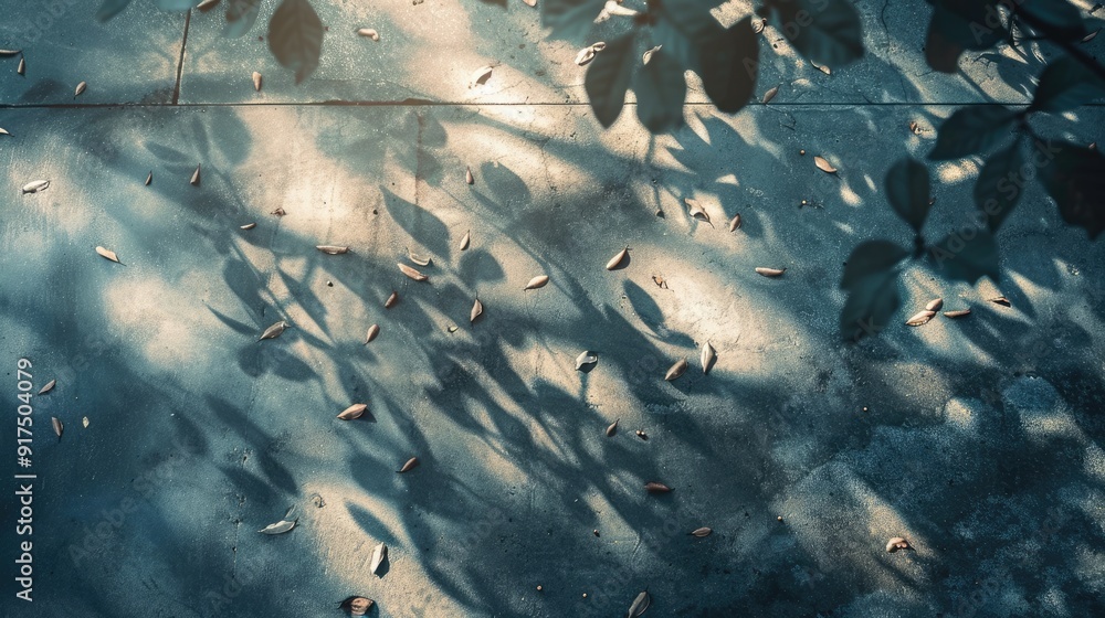 Sticker Abstract tree shadows and bokeh light on concrete background