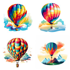 Naklejka premium Colorful Hot Air Balloons Soaring Through the Sky.