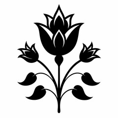 Floral Design Silhouette Vector in Black Color