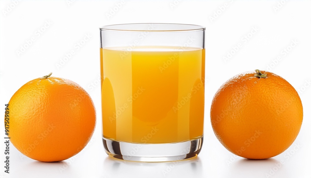 Poster glass of orange juice isolated on white