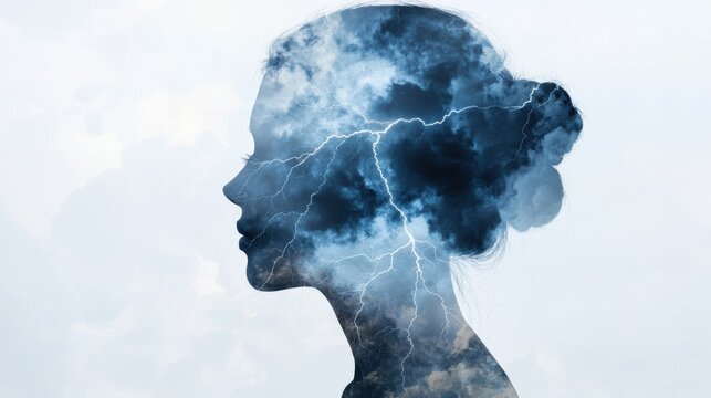 Stormy mind - conceptual portrait of a person's inner turmoil