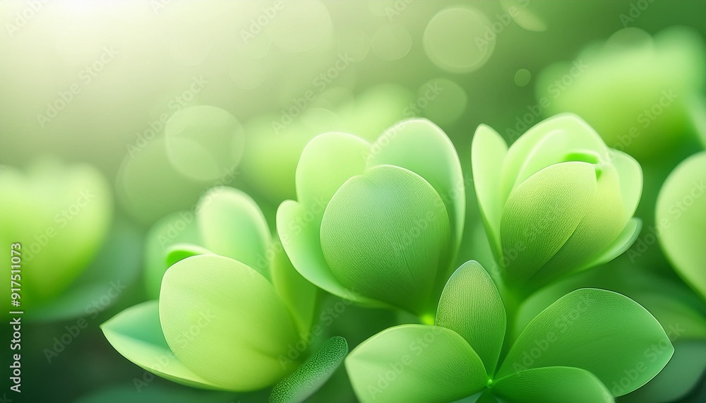 Poster soft fresh green flower for love romantic dreamy background fresh and relax concept