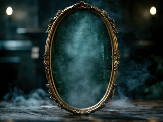 Mysterious mirror in the dark forest - obrazy, fototapety, plakaty