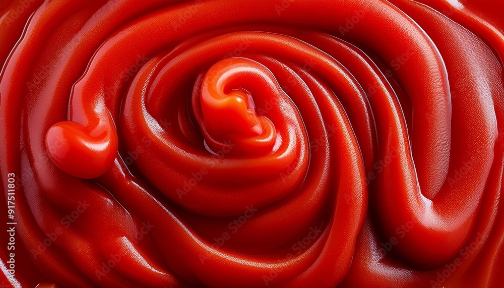 Sticker background flat lay with tomato sauce ketchup of ripe vegetables create beautiful smooth waves and swirls on surface