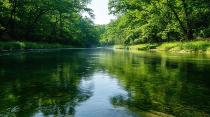 Serene forest river landscape