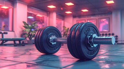 Naklejka premium cartoon illustration of dumbbells on floor for gym theme
