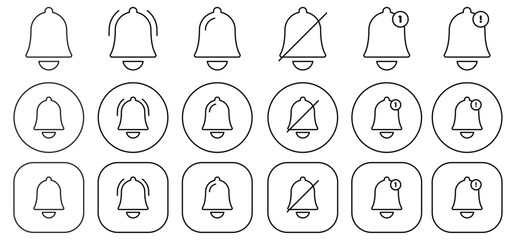 Black Notification Bell Outline Icon Set