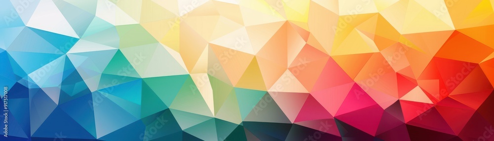 Poster vibrant, abstract geometric background featuring colorful triangular shapes. ideal for modern design