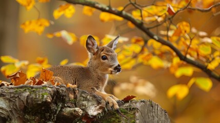 Majestic Deer Amid Stunning Autumn Foliage in Enchanted Forest