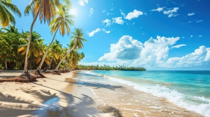 Obraz premium Tropical Paradise Beach with Palm Trees