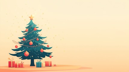 Christmas tree flat simple illustration