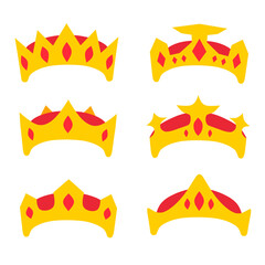 king and queen crown collection flat design isolated on white background