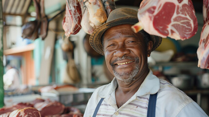 old black butcher on the market