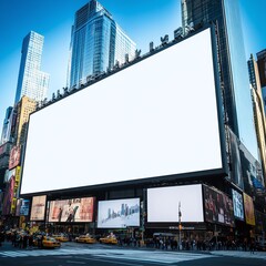 Blank billboard on a building in Times Square New York City. Marketing concept