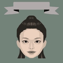 微笑む女の子とフレームのカラーイラスト7（レトロ調）