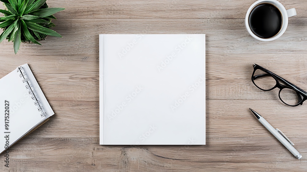 Poster 3. a white book with blank pages on a rustic table, surrounded by simple study materials, highlighti