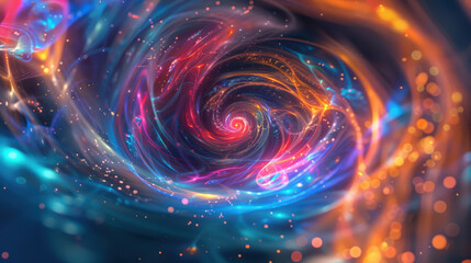 An abstract swirl of vibrant colors, dynamic flow, glowing highlights, and soft shadows