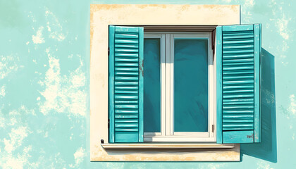 Illustration of a turquoise shutter