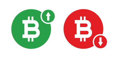 Vector Bitcoin Icons With Arrow Up And Down