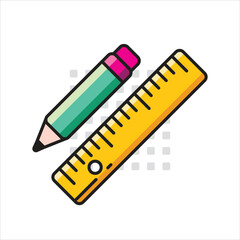 Pencil and Ruler vector or icon for element design