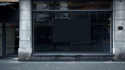 Empty shop window at night in a shopping mall in London, UK