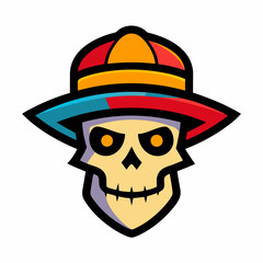 Colorful Skull Head Mascot Logo with Hat: Modern & Vintage Designs