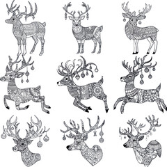 Intricate Deer Pattern with Christmas Theme and Festive Style