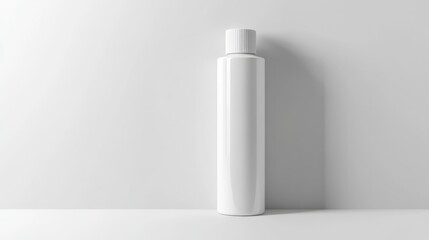 Unbranded white plastic flacon for cosmetics products. Skincare and cosmetology mockup with copy space. Branding identity template for text and design