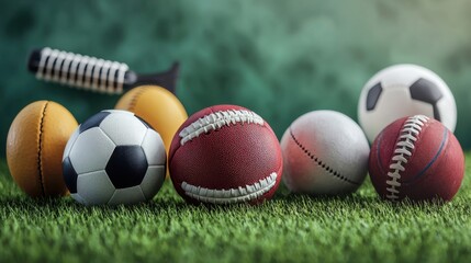 Naklejka premium sports supplies, equipment, set, variety, collection, gear, athletic, fitness, exercise, training, outdoor, indoor, game, competition, ball, racket, net, glove, shoes, clothing, apparel, accessories, 