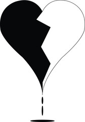 broken heart silhouette and outline 