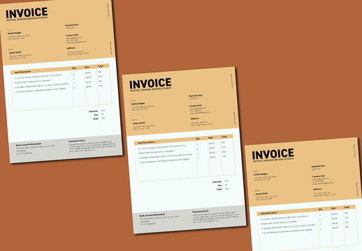 Tan and Grey Invoice