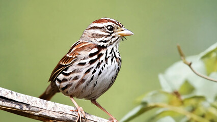 Fototapeta premium A close up of a song sparrow, widescreen 16:9, 300 dpi, with space for text