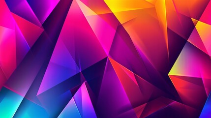 Fototapeta premium Abstract Vector Picture. Geometric Triangles in neon Gradient Colors. Panoramic header website illustration banner web modern design space background pattern geometric background blue purple abstract