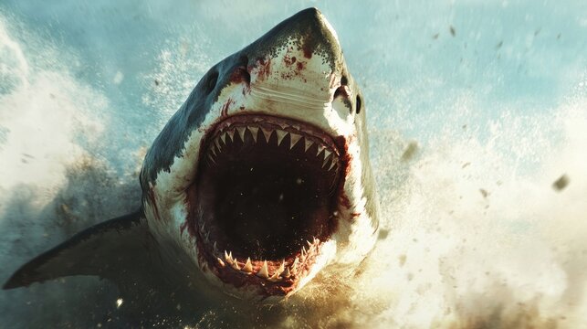 Great White Shark Attacking Underwater
