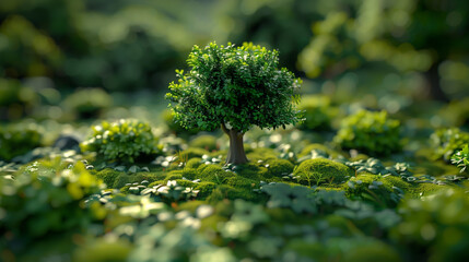 green moss on tree  generative AI