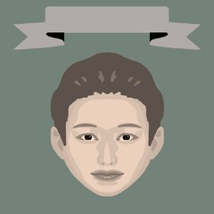 微笑む男の子とフレームのカラーイラスト6（レトロ調）