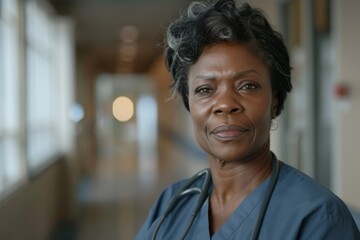 Obraz premium Portrait of a middle aged female registered nurse