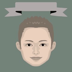 微笑む男の子とフレームのカラーイラスト8（レトロ調）