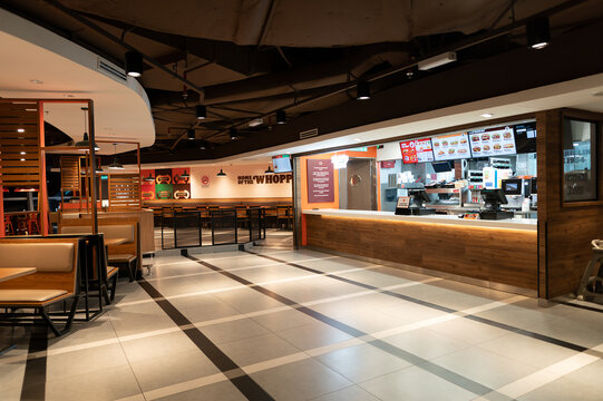 KUALA LUMPUR, MALAYSIA - NOVEMBER 22, 2023: Burger King at KL International Airport (KLIA). Burger King is an American multinational chain of hamburger fast food restaurants.